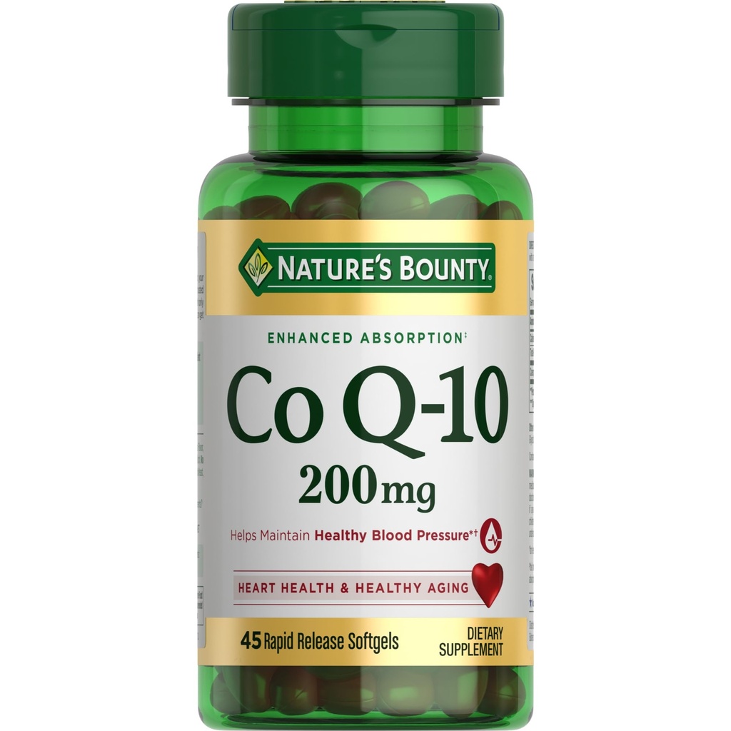 Nature's Bounty CoQ10, Kalp Sağlığı ve Sağlıklı Ağlama, Diyet Tamam, 200 mg, 45 Hızlı Yayın Softgels
