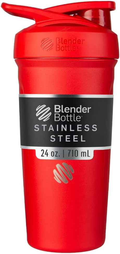 BlenderBottle Strada Shaker Cup, Paslanmaz Çelik Su Şişesini Wiresk, 24Ounce, Red