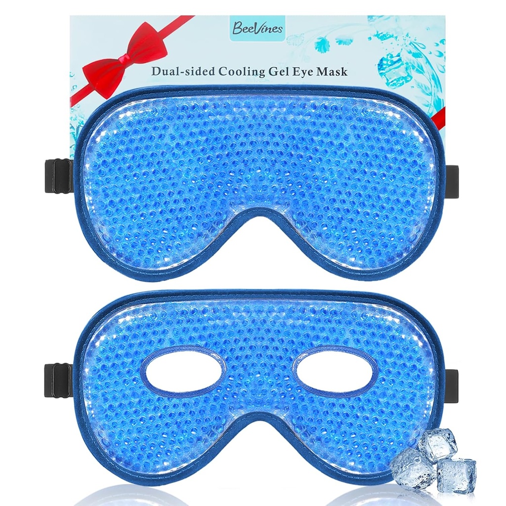 ArıVines Soğutma Göz Maskesi, 2 Pack XL Jumbo Boyutu Freezer Gel Eye Maskeleri Puffy Eyes Face, Ice Eye Maske, Cold & Warm Compress, Dondurulmuş Ice Pack for Post Eye Surgery & Allergies(Navy Blue)