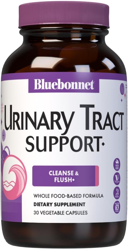 Bluebonnet Beslenme Urinary Tract Support, Cleanse & Flush*, Soy-Free, Gluten-Free, Kosher-Cerrec, Non-GMO, Dairy-Free, Vegan, 30 Sebze Kapsülleri, 15 Hizmet