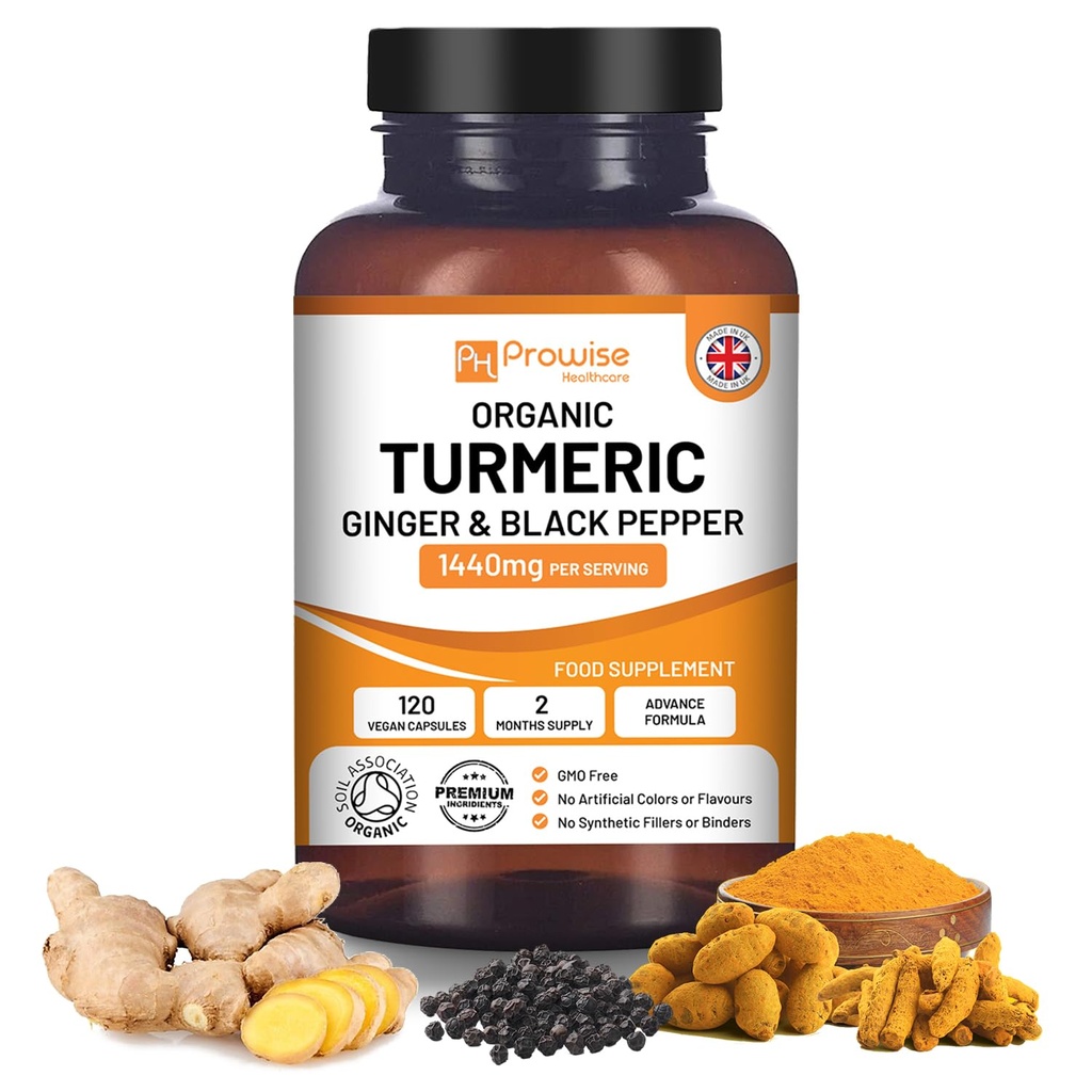 Turmeric Curcumin 1440 mg with Black Pepper & Ginger I 120 Vegan Turmeric Capsules High Strength (2 Ay Supply) İngiltere'de Prowise Health tarafından yaptım