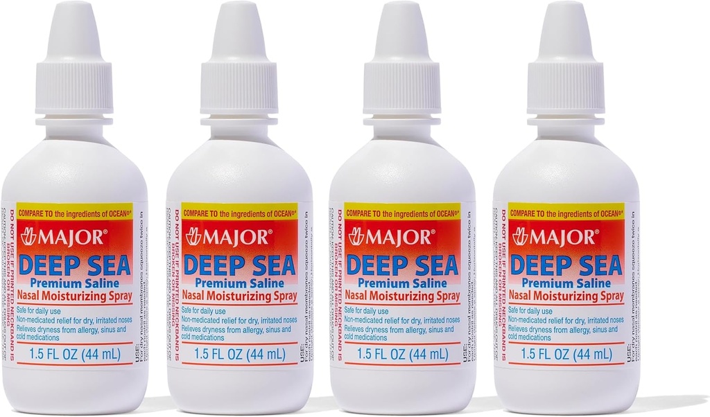 MAJOR Deep Sea Premium Saline - Kuruness ve Irritation Relief için spreyleme - sodyum Chloride 0.65% - 1.5 Fl. Oz (4 Pack)