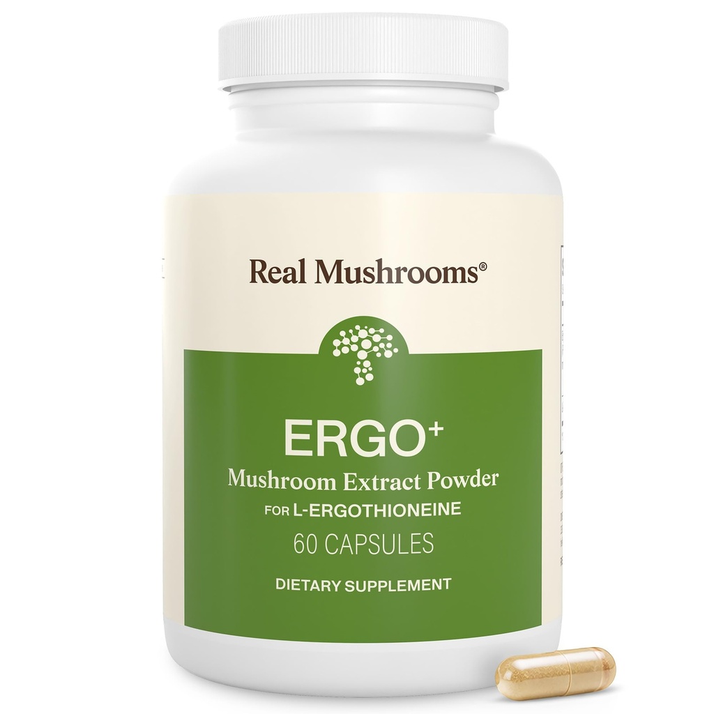 Real Mushrooms Ergothioneine Supplement – Altın Oyster Mushroom with Beta-Glucans – L-Ergothienine Extract Pkeder – Organik, Vegan, Non-GMO, No Fillers – 60 Capsules Mushroom Supplement for Humans
