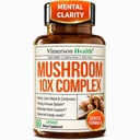 Türkiye Tail, Lions Mane Extract, Shiitake Mushrooms, Reishi, Cordyceps, Maitake, Chaga & More - 10in-1 Mushroom Supplement for mental Clarity, Natural Energy & Focus