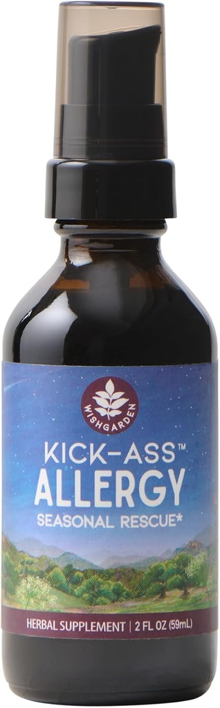 WishGarden Herbs Kick-Ass Anti Allergy - Plant-Based Non-Drowsy Herbal Alerji Supplement with Nettle Leaf, Echinacea, & Yerba Santa, Supports Health Histamine Response to Season Irritants, 2oz