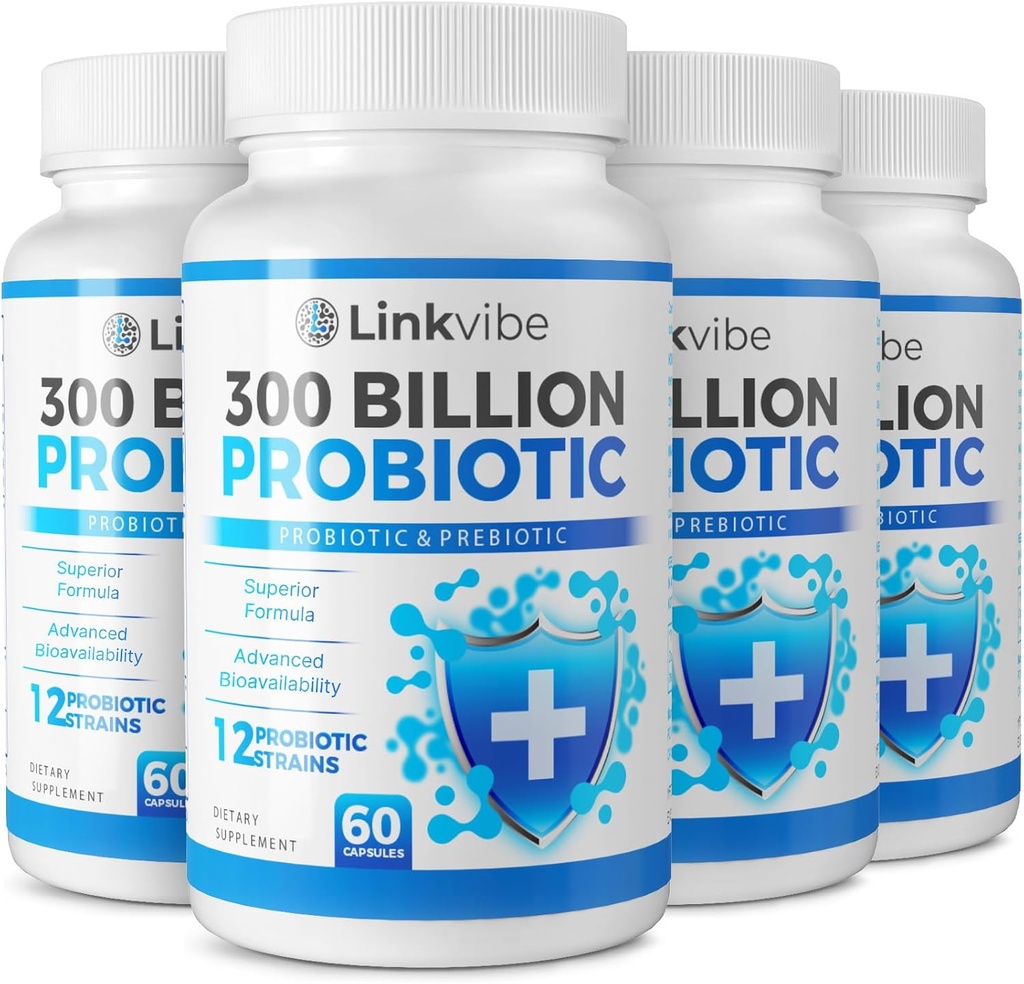 Probiotic 300 Billion CFU - 12 Strains με οργανικά πρεβιοτικά για Digestive & Gut, ανοσοποιητικό, Bloating Health - Probiotics για γυναίκες και άνδρες - Daily Dairy Free, Ruffel Stable - 240 Counts