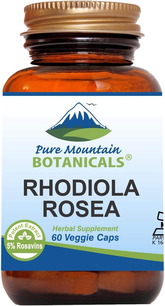 Pure Mountain Botanicals Rhodiola Rosea Supplement - 60 Kosher Vegan Κάψουλες με 250mg Root Extract