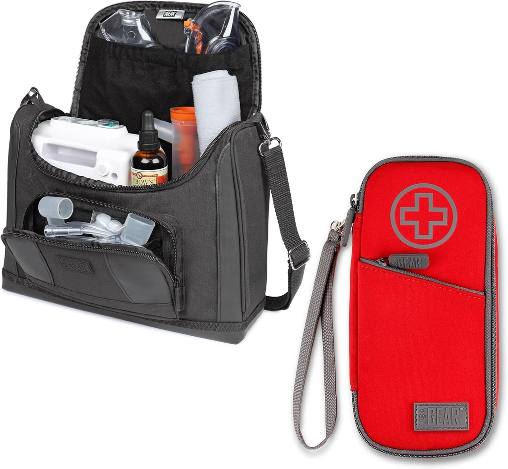 USA GEAR Nebulizer Carrying Case + Μονωμένη περίπτωση εισπνευστήρα άσθματος (κόκκινο) - Bundle