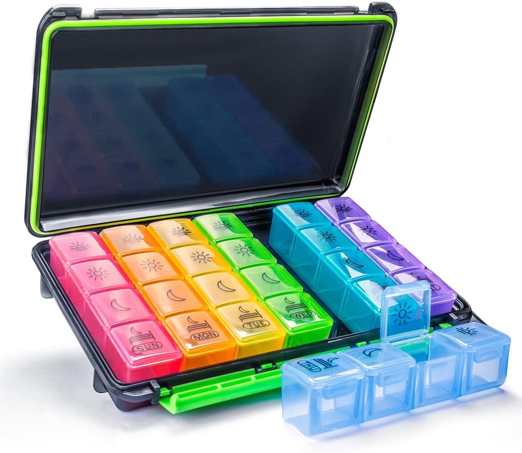 Haftalık Pill Organizer, 7 Günlük Pill Box (4-Times-A-Day) Moisture-Proof Design Pill case to Pills /Vitamin/Fish Oil /Supplements