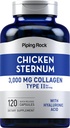 Piping Rock Chicken Sternum Type II Collagen Supplement | 3000 mg | 120 Capsules | Hyaluronic Acid | Non-GMO, Gluten Free