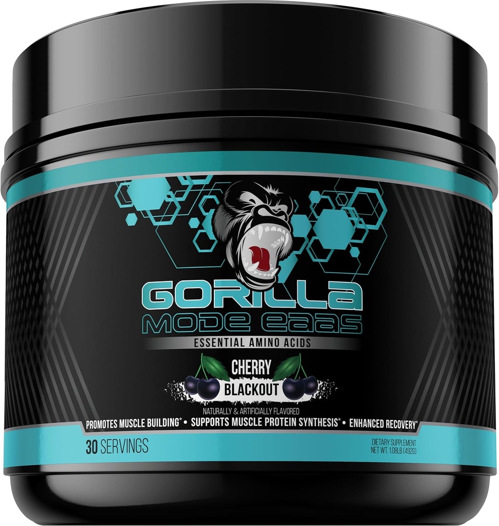 Gorilla Mind Essential Platinum Asits to Support Muscle Building, Advancedd Recovery, and protein Synthesis,Use before, during, or After Your Workout, 492 Grams (Cherry Blackout)