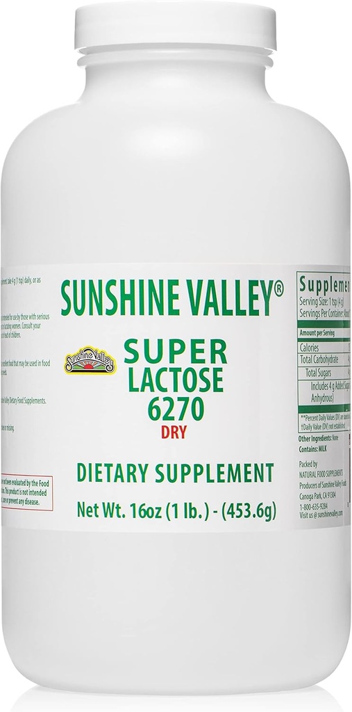 Sunshine Valley® Super Lactose Kuru Toz (FREE FLOW POUR) - Natural Sweetener & Baking Advancedr, Pişirme ve Gıda Mixtures için Tozlu Şeker, Yiyecek Stabilizer & Filler - 16 ozz