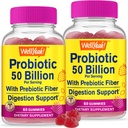 WellYeah (2 Pack 50 Billion Probiotics + Πρεβιοτικά για άνδρες και γυναίκες Gummies - Digestive Υποστήριξη, Υγεία των ούρων, Ανοσολογική υποστήριξη Gummy - Προβιοτικά για Digestive Υγεία με 12 Strains - 60 Gummies