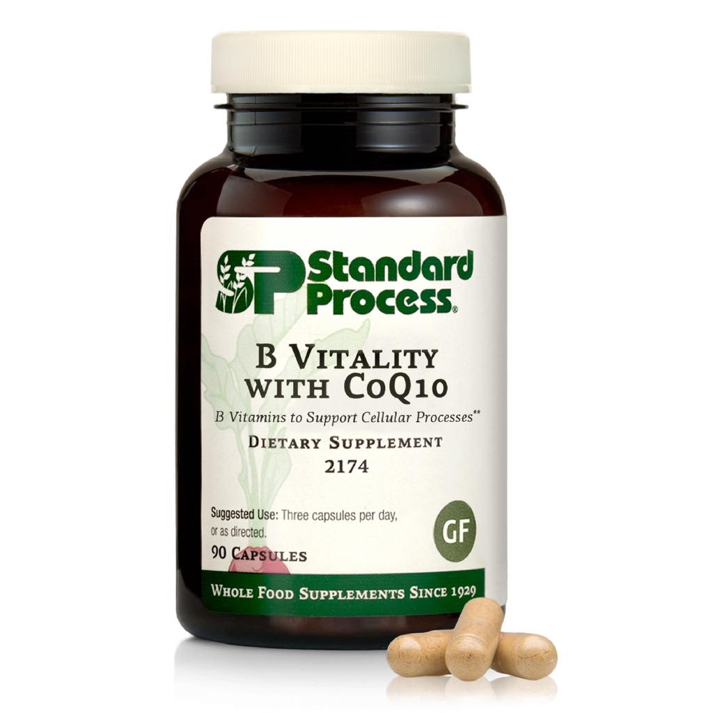 Standard Process B Vitality with Coq10 - Cellular Health Supplement with Biotin, B12 & Folate - Vegan, Gluten-Free & Non-Dairy - 90 Capsules (30 hizmet)