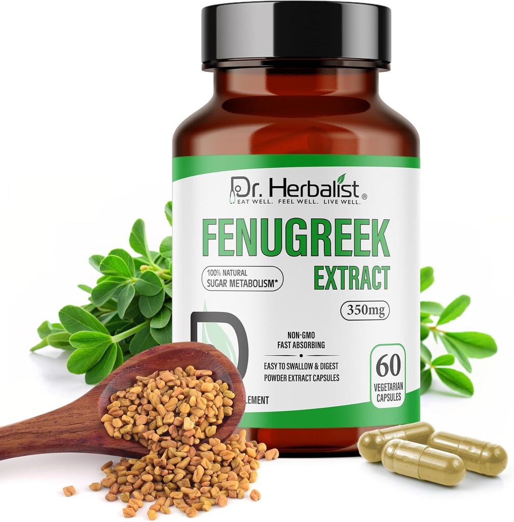 Dr. Herbalist Fenugreek Ekstraksiyon 350 mg - 60 Capsules / Non-GMO | Hızlı Absorbing | Vegetarian