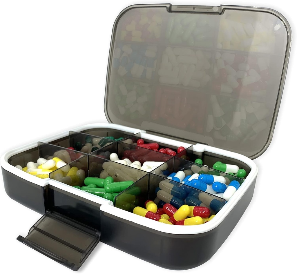 Büyük Pill Organizer, 7.7x5.7" Seyahat Vitamini Kutu Işık 9 Karşılaştırmalar Portatif Pill Vakaları Tamamlar Depresyon Moisture Kanıt Pill Sahibi Tıp Konteyneri Konteyneri