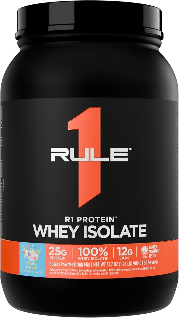 Άρθρο 1 R1 Πρωτεΐνη Whey Isolate - με 25g πρωτεΐνη & 6g BCAA αποκλειστικά από απομονωμένες & υδρολυμένες πηγές για την αποκατάσταση προπόνησης (2 Λίρες*, φρουτώδη δημητριακά)