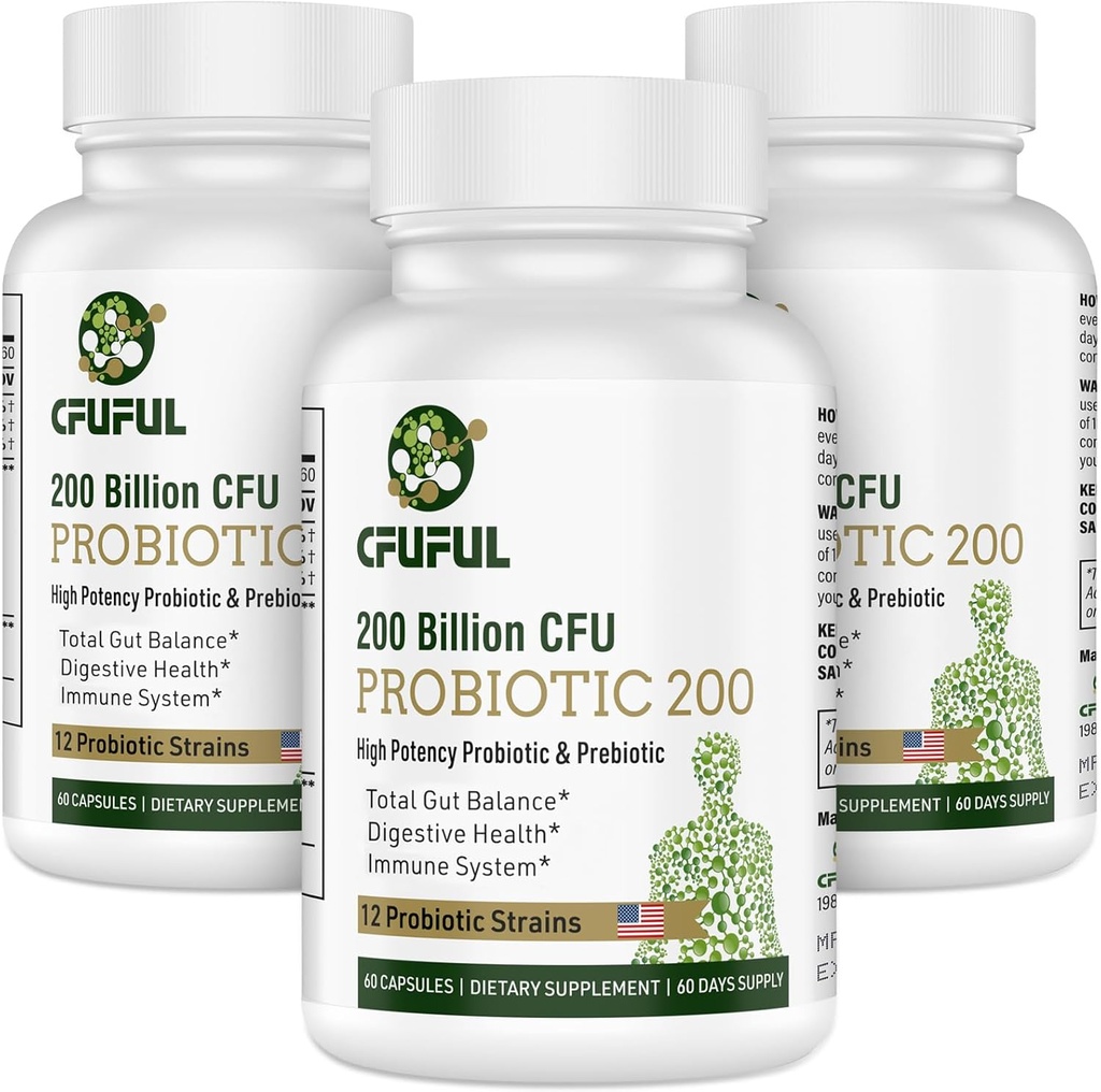 Probiotics for Women & Men - 200 δισεκατομμύρια CFU 12 Strains Probiotics for Digestive Health Gut & Immune Health, Energy, with Organic prebiotics and probiotics Rafit Stable for Bloating 180 Κάψουλες