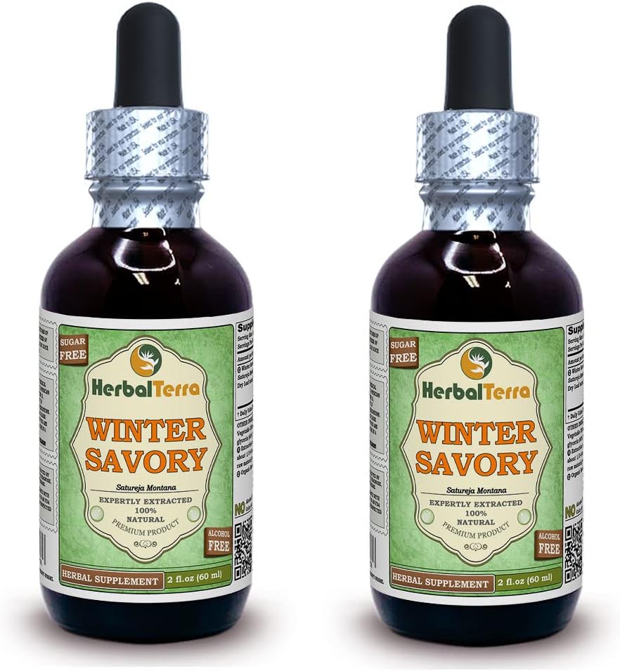 Kış Savory (Satureja Montana) Glycerite, Organik kuru Alkol-FREE Sıvı Tür (Brand adı: HerbalTerra, Proudly ABD'de yapıldı) 2x2 fl.oz (2x60 ml)