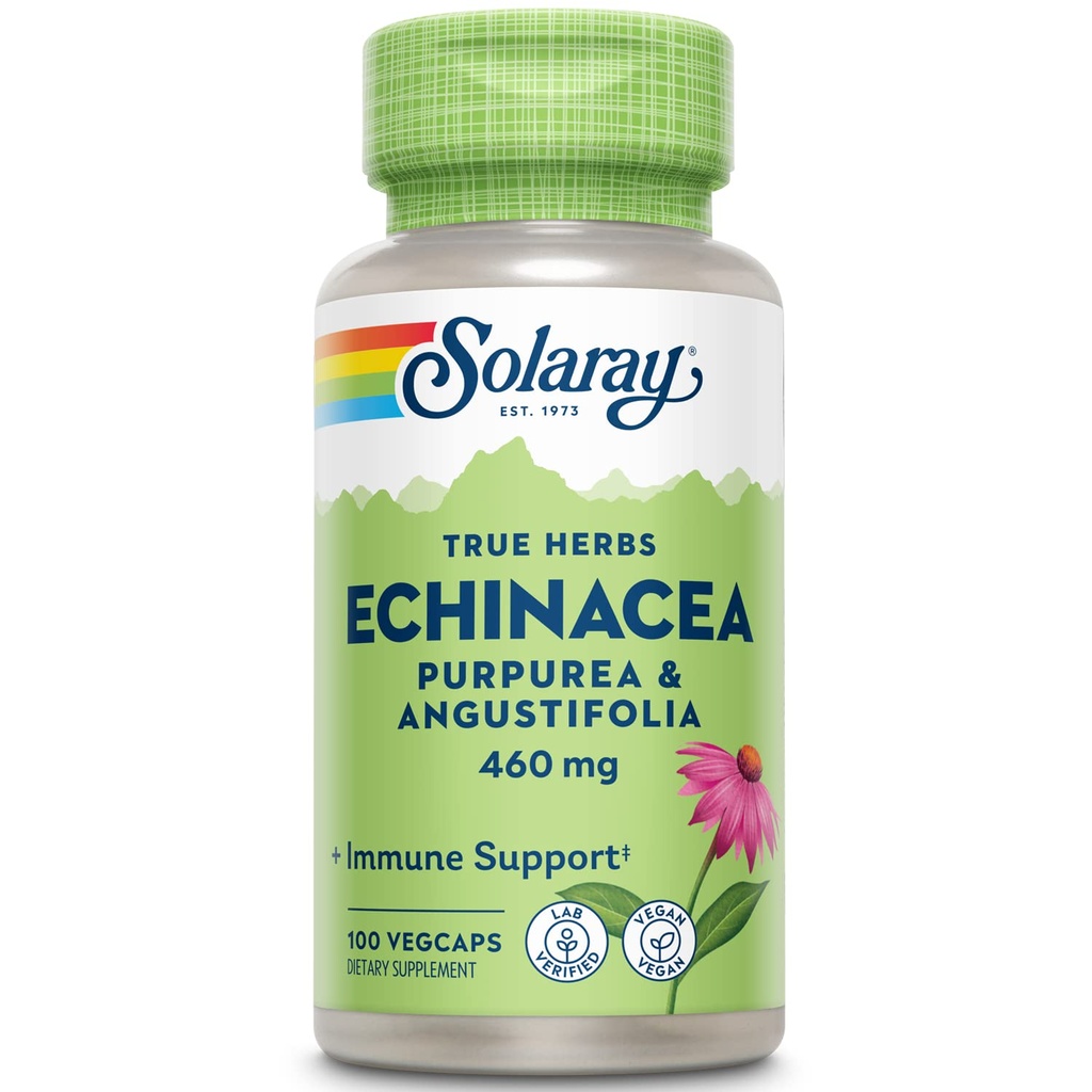 SOLARAY Echinacea Angustifolia & Purpurea Root, Veg Cap (Btl-Plastik) 460 mg | 100ct