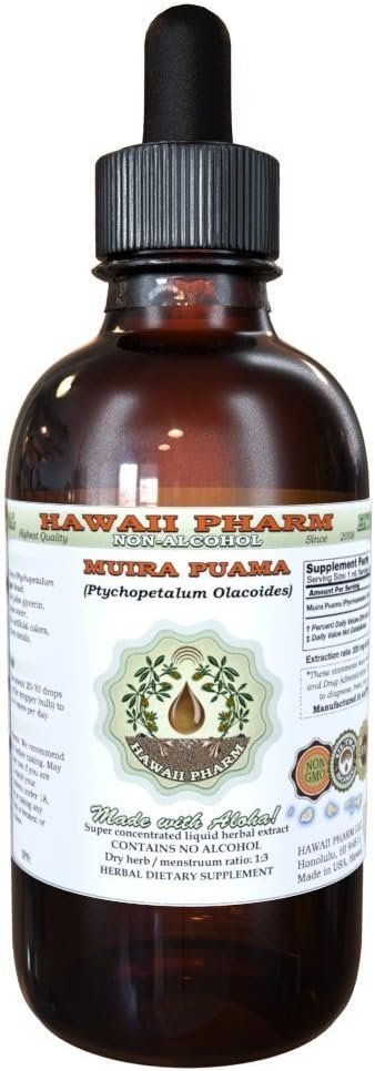 Muira Puama Alkolü Özgür Madde, Organik Muira Puama (Ptychopetalum Olacoides) Glycerite Natural Herbal Supplement, Hawaii Pharm, ABD 4 ozz