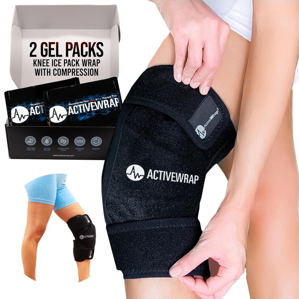 ActiveWrap - Diz Buz Paketi, Kombinasyon ile 2 Reusable Gel Heat & Cold Packs for Diz Pain, Sore Legs & Shin Splints. Yararlı ve Swelling Control & Ortak Destek için esnek soğuk bal - Bir Boyut En Çok