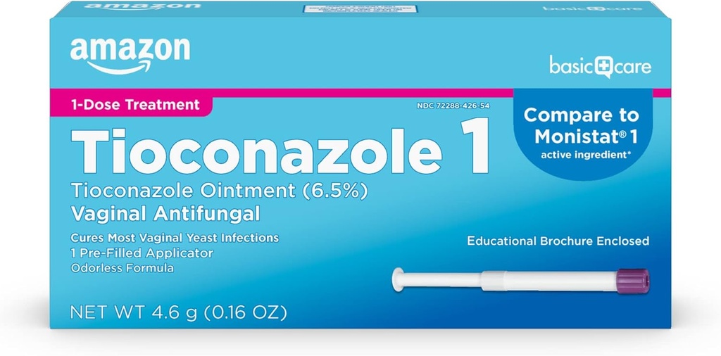 Temel Bakım Tioconazole Ointment 6.5 Percent, 1-Dose Tedavisi, Kadınlar için En Az Enfeksiyon Tedavisi, Kadın Bakımı, Feminine Care, 0.16 ounce (İlk 1)