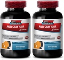 Saç Rengi - Erkekler ve Kadınlar için Anti Gray Saç Doğal Formula - B6, PABA, Biotin, Anti Gray Saç Supplement, Gray Hair Pills, biotin Supplement, folic Acid, L-Tyrosine, 2 Bot 120 Caps