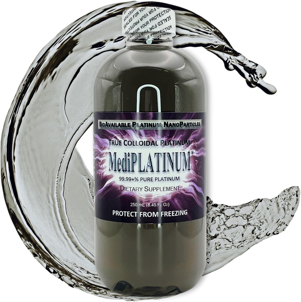 MediPLATINUM True Colloidal Platinum Diyeter Supplement - 250 mL (8.45 Fl Oz) Clear BPA-Free Plastik Şişe Şişe