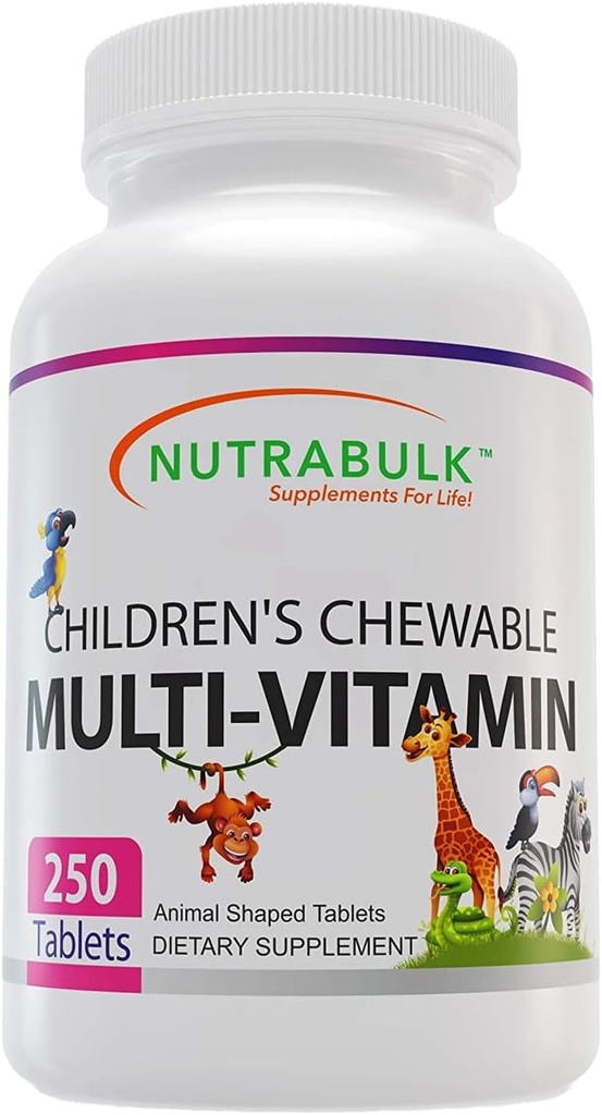 Çocuk Chewable Multi-Vitamins - Çocukları Geliştirmek - ABD- Made, Immune, Bone, Brain & General Being- Vegan & Gluten Free - 250 Cherry Tabletler