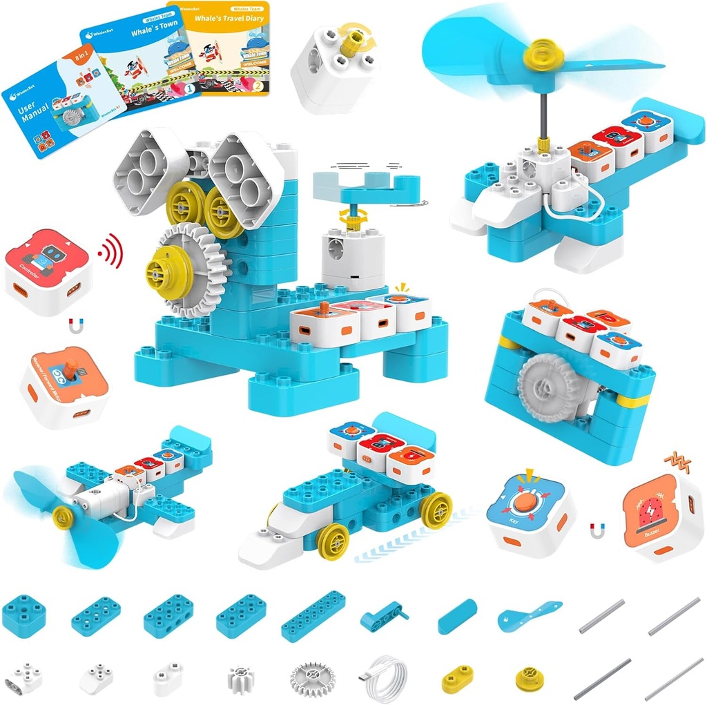 BalinasBot A1 Çocuklar için Oyuncak, Bina Blok Robotu, Fun STEM Manyetik kontrolör ve Sensör Blokları ile Toy, Ekran-Free Coding with 3 Guide Books for Kids 3-6