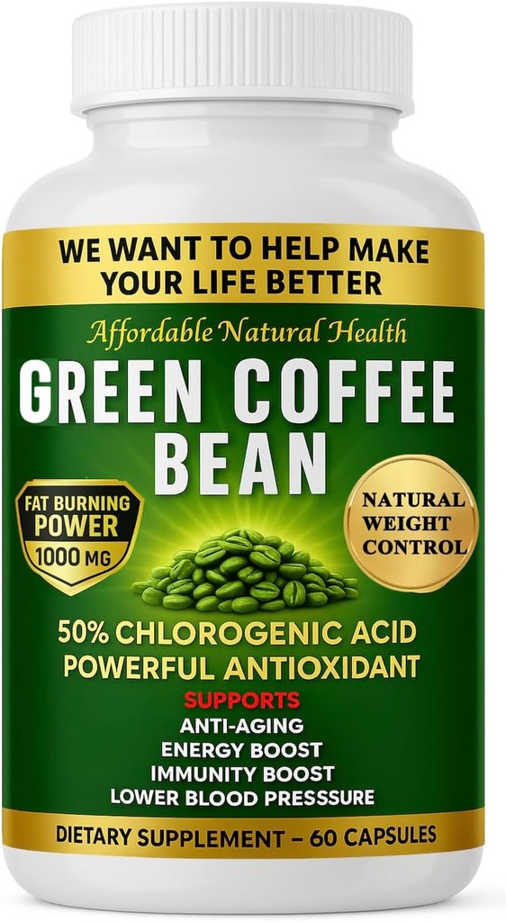 Cennetin Kapı Yeşil Kahvesi,% 100 Pure Green Coffee Bean Capsules,% 50 Klorojenik asit, 10.000 mg, 60 Capsules, 2 Ay Supply, Non-GMO ve Gluten Free, Traditional Herbal Supplement