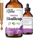 Wild & Organic Skullcap Herb Tincture - Skullcap Supplement for Mood Support - Rahatlama Sıvı Ekstralama - Vegan, Şeker & Alkol Özgür - 4 fl oz