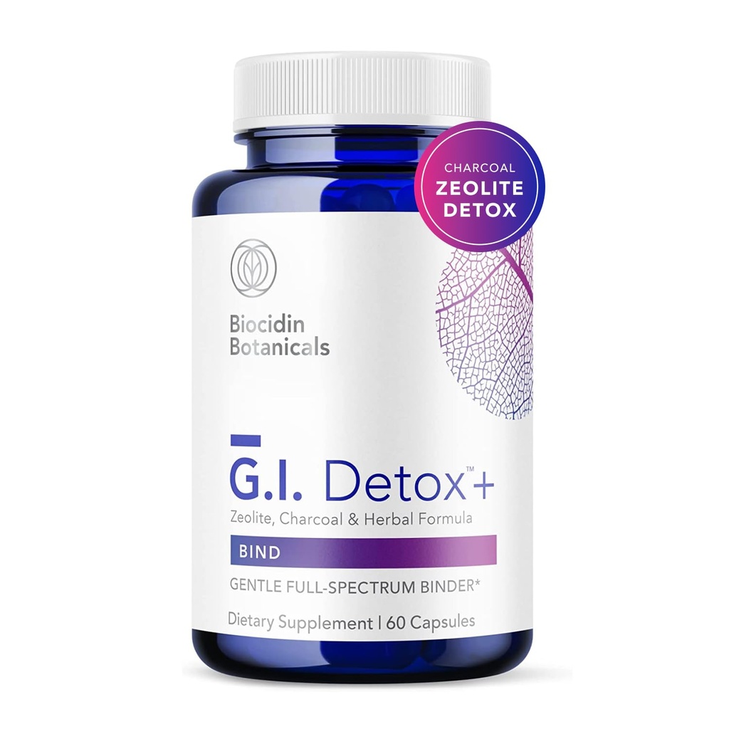 Biocidin G.I. Detox+ Aktif Charcoal Binder & Zeolit Detox Supplements with Silica - Helps Bind & Clear Toxins - Supports Full Body Cleansing and May Reduce Bloating (60 Capsules)