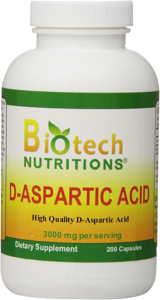 D-Aspartic Acid Diyetary Supplement, 3000 mg., 200 Count