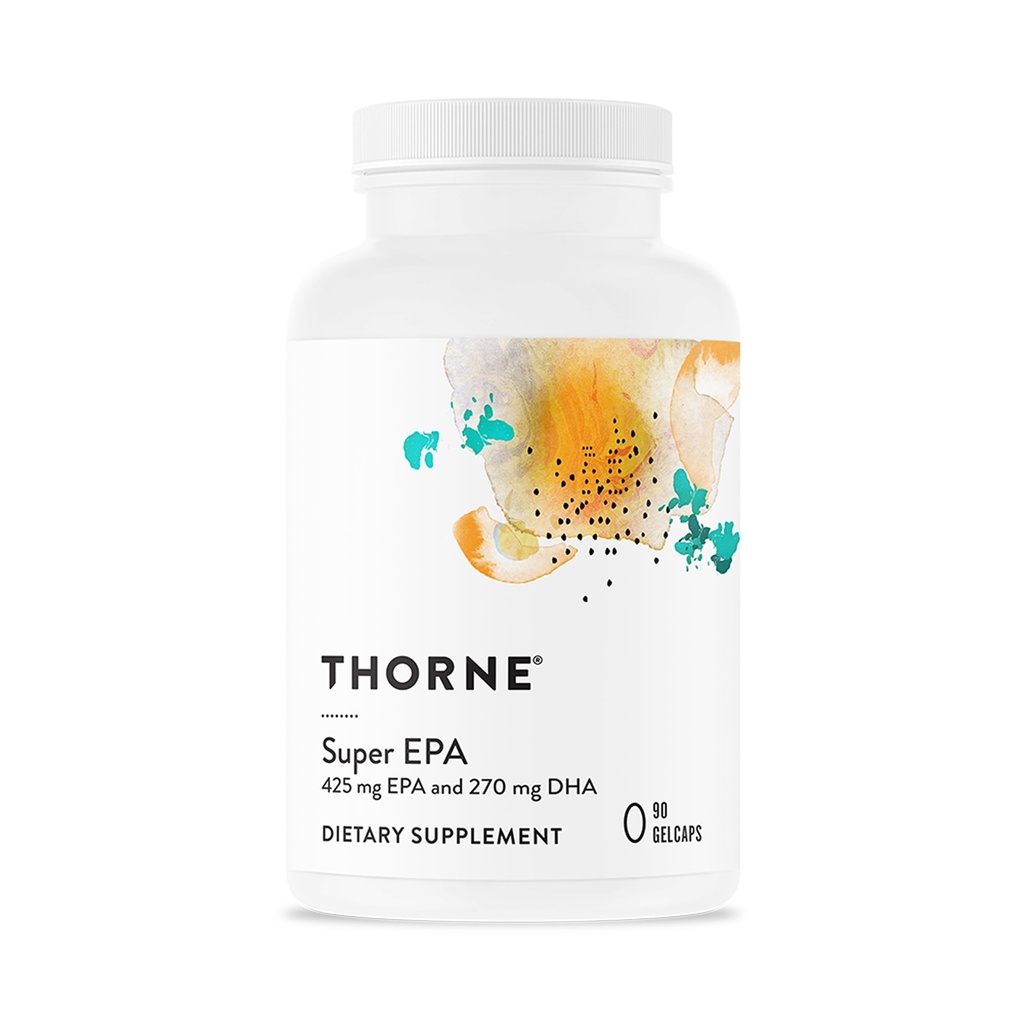 THORNE - Super EPA - Omega-3 Fatty Asits EPA 425 mg & DHA 270 mg Supplement - Destek Beyin, Cardiovascular, Ortaklar & Skin* - Gluten, Süt & Soy-Free - 90 Gelcaps