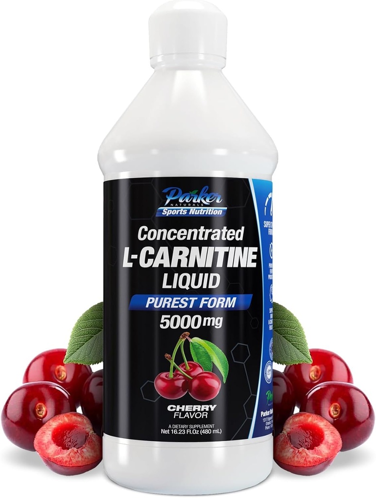 Parker Naturals Yoğun L-Carnitine Liquid, 5000 mg All Natural Cherry Flavored Supplement, Sıvı L-Carnitine with Vitamin V5, 16.23 Fl. Oz Oz