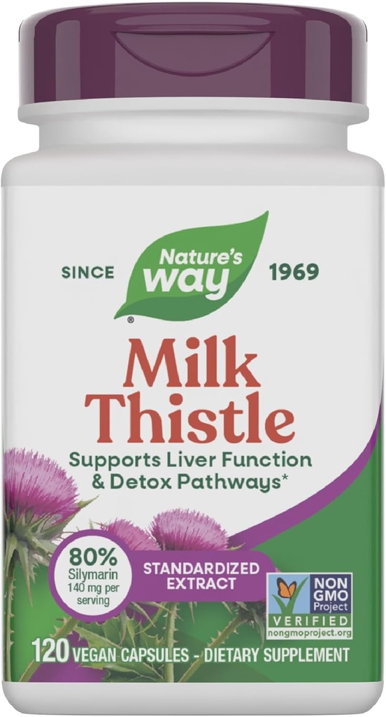 Nature's Way Milk Butle, Supports Liver Function & Detox Pathways*, 175 mg Milk Thistle Tohum Ekstraksiyon başına% 80 Silymarin'a standartlaşmıştır, Vegan, 120 Capsules (Pazarlama May Vary)