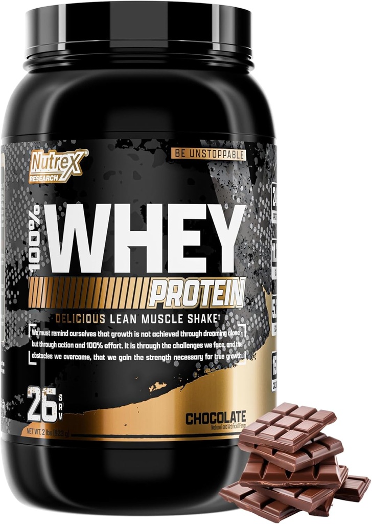 Nutrex Araştırma Chocolate Whey Protein Tozu | 100% Whey protein Tamam | Gelişen Kas Builder & Recovery Proteinleri Erkekler ve Kadınlar için Enzymes - 25g Protein (Chocolate, 2 Pound)