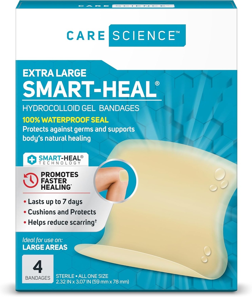 Bilim Akıllı Heal Hydrocolloid, büyük, x 3'te x 3'te, 4CT |% 100 Su bardağın İyileştirilmesi, Yararlı Azaltılması