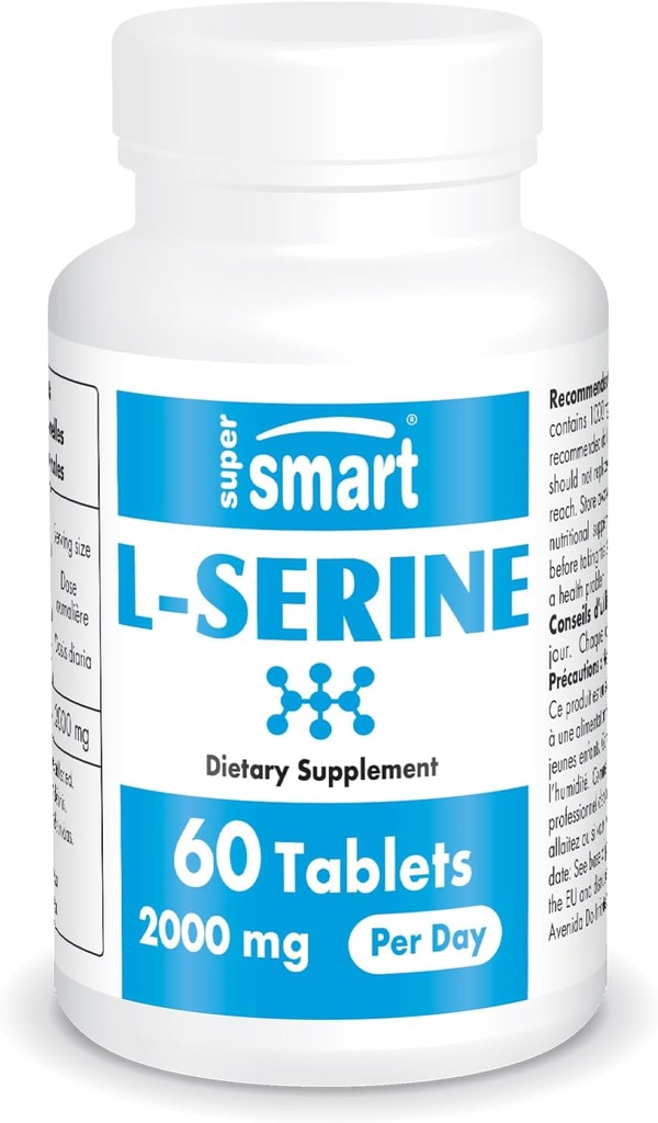 Supersmart - L-Serine Supplement 2000 mg per Day (Easy-to-Take) - Amino Asits Supplement | Non-GMO & Gluten Free - 60 Tabletler