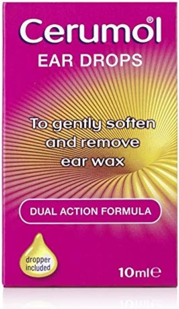 Dual Action Ear Drops, 10 ml, Gentle Formulation, Helps Relieve Belirtileri Ear Wax, Softens Earwax, Dropper Dahil