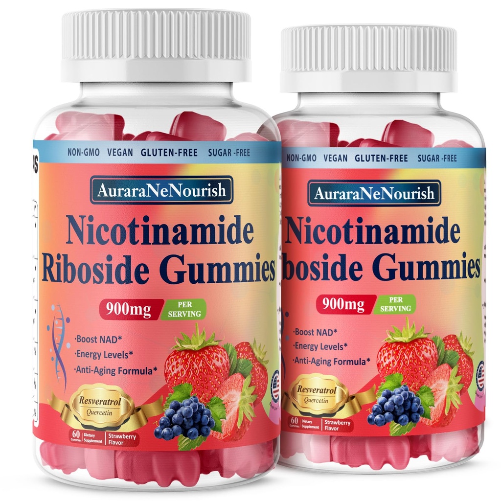 2 Pack NAD Resveratrol Supplement, Sugar Free 900mg Gummies with Quercetin, Collagen, Vitamin Support Anti Aging, Hücre Rejenerasyonu, Enerji Boost, Women Men Men Erkekler için Skin İyileştirme