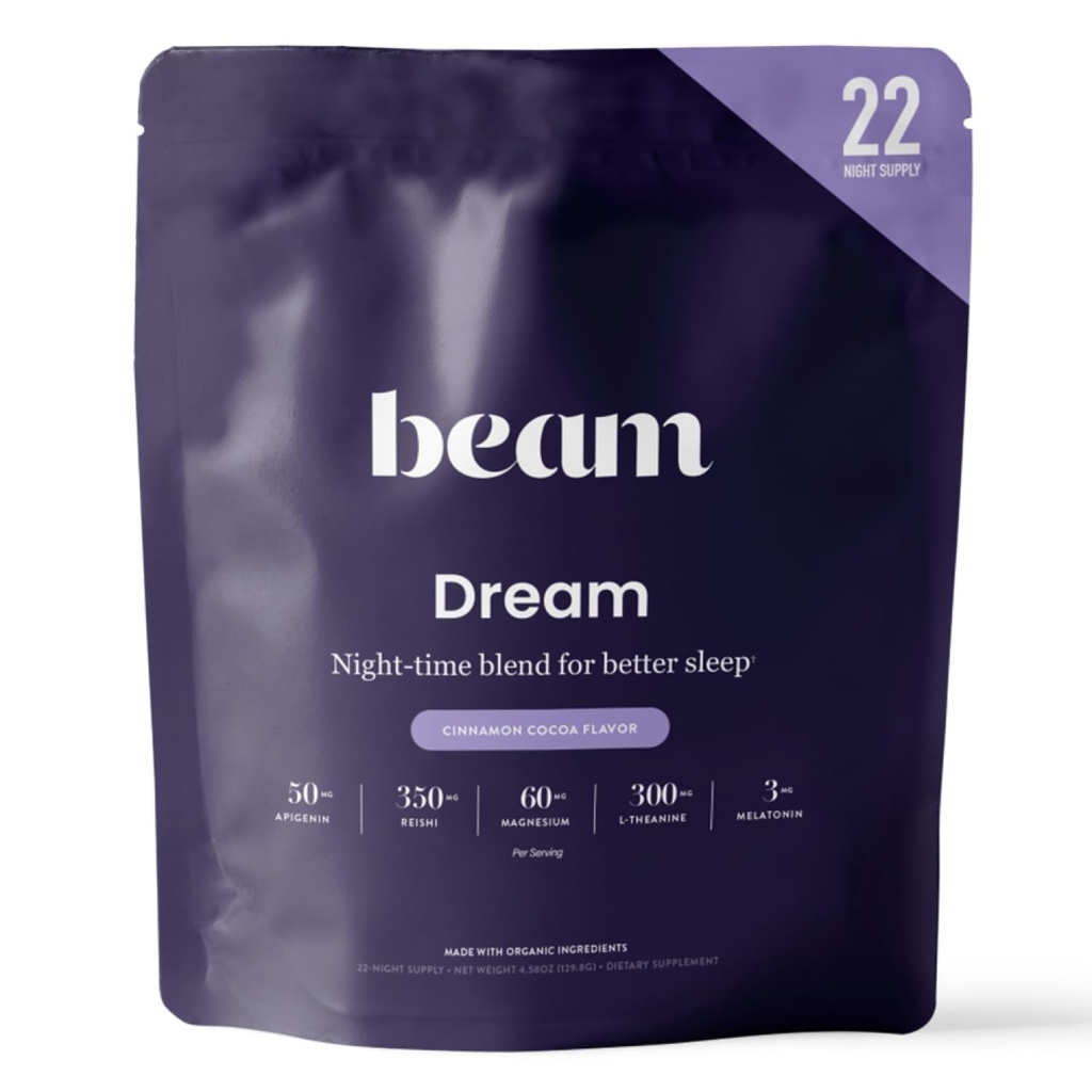 Beam Dream Sleep Toz, L-Theanine, Apigenin, Reishi ve Magnezyum, Üçüncü Parti Derin Uyku, Rahatlama ve Kurtarma için Doğal Uyku Desteği Test Edildi, 22 Hizmet