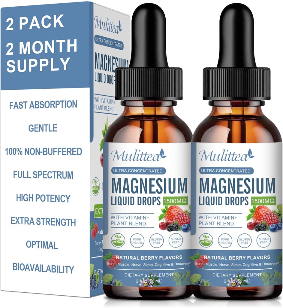 Μαγνήσιο Γλυκινικό Υγρό Σταγόνα - τριπλό συμπλήρωμα απορρόφησης για την υποστήριξη των νεύρων, νύχτα, καρδιά, μύες Μεταβολισμός * -Ζάχαρη-ελεύθερο με Κάλιο, L-Θεανίνη, Θαλάσσια Μος Βιταμίνη B,C,D3, K2-2