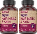DEVA Vegan Βιταμίνες Μαλλιά, Καρφιά & Δερμάτινο Συμπλήρωμα με 500 mcg Βιοτίνης Ανά Δισκίο 90 Δισκία (Pack of 2)