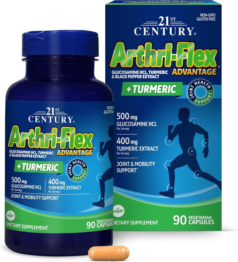 21ος αιώνας Arthri-Flex Πλεονέκτημα συν κουρκουμά χορτοφαγικές κάψουλες, 90 κόμης