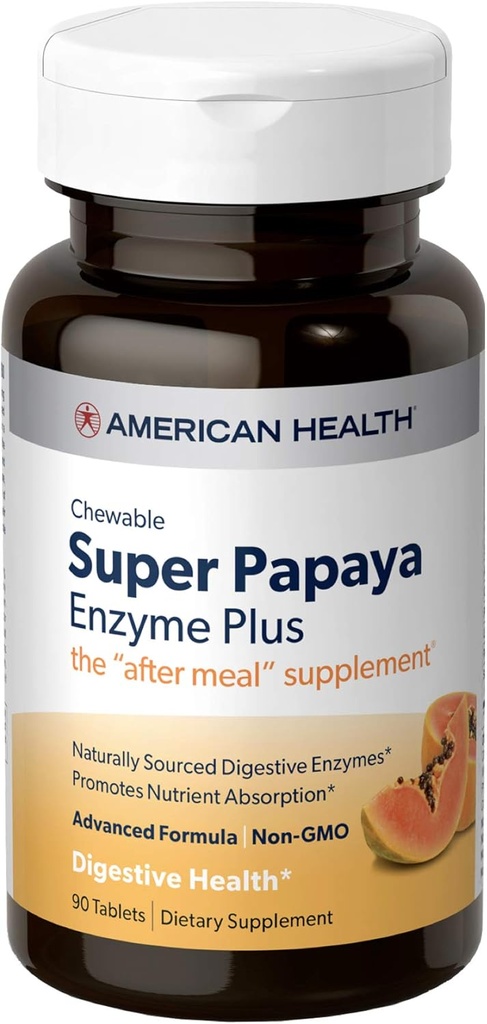 Αμερικανική Υγεία Super Papaya Ένζυμο Plus 90 Chwbls