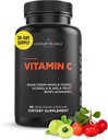 Livingood Daily Vitamin C Supplement, 3in-1 All Food-Based Vitamin C with Acerola & Amla Fruit Extracts and Citrus Bioflavonoids for Immune Support, Vegan, Gluten Free, Non GMO, 60 Capsules