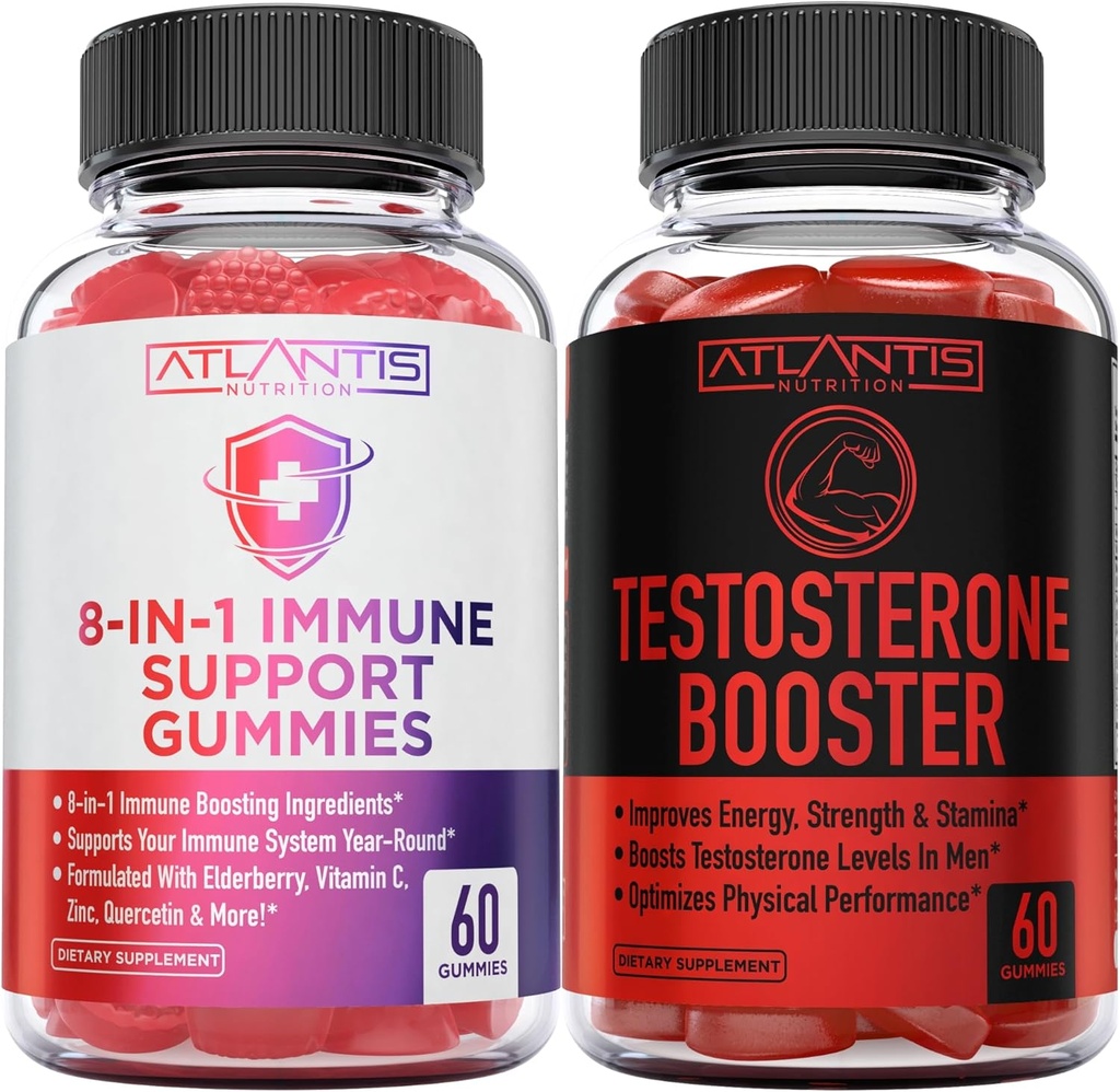 Atlantis Beslenme 8-in-1 Immune Support 60 Gummies + testosteron ATM 2Pack (120 Gummies)